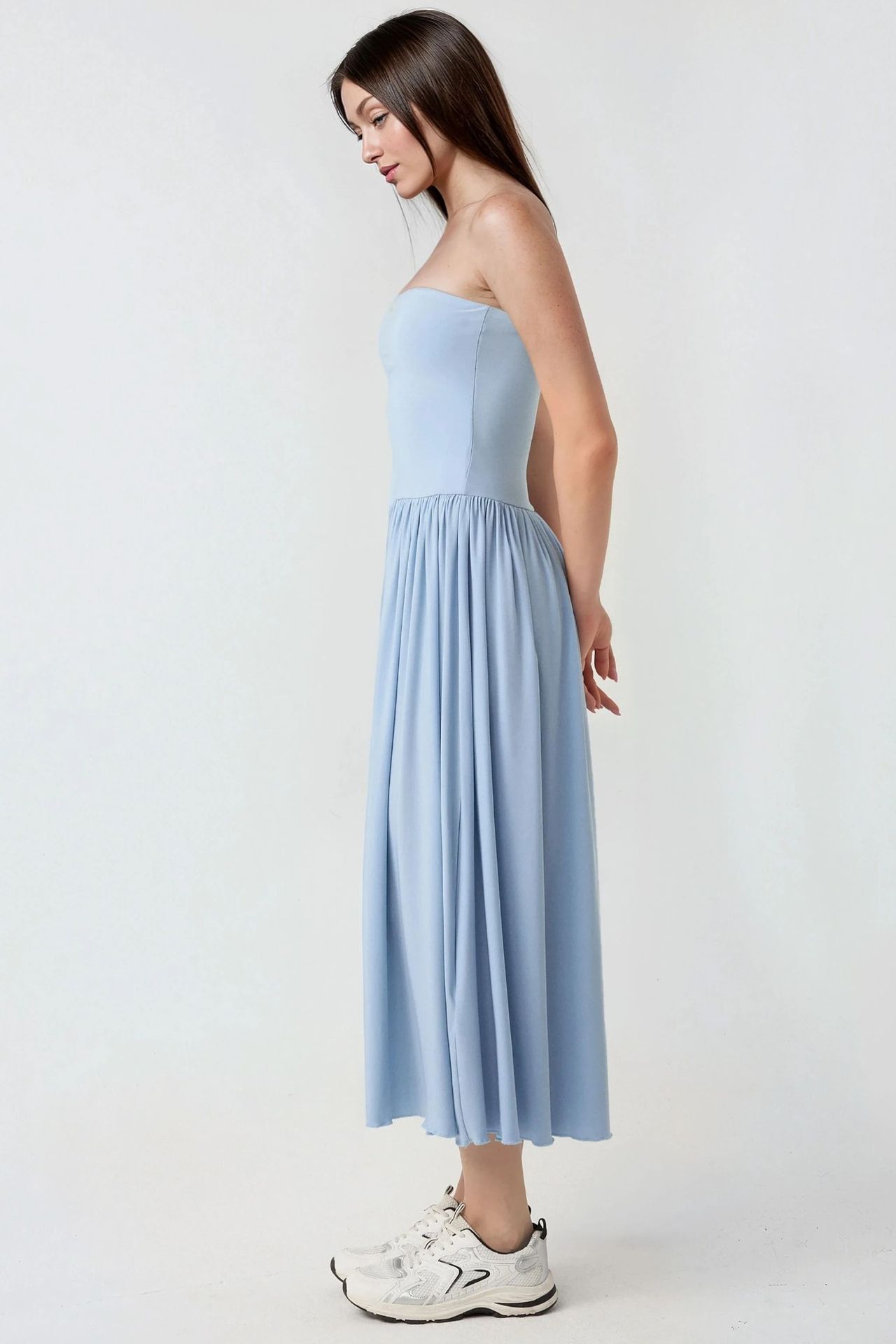 2-in-1 Midi Elastic Strapless Dress/Skirt