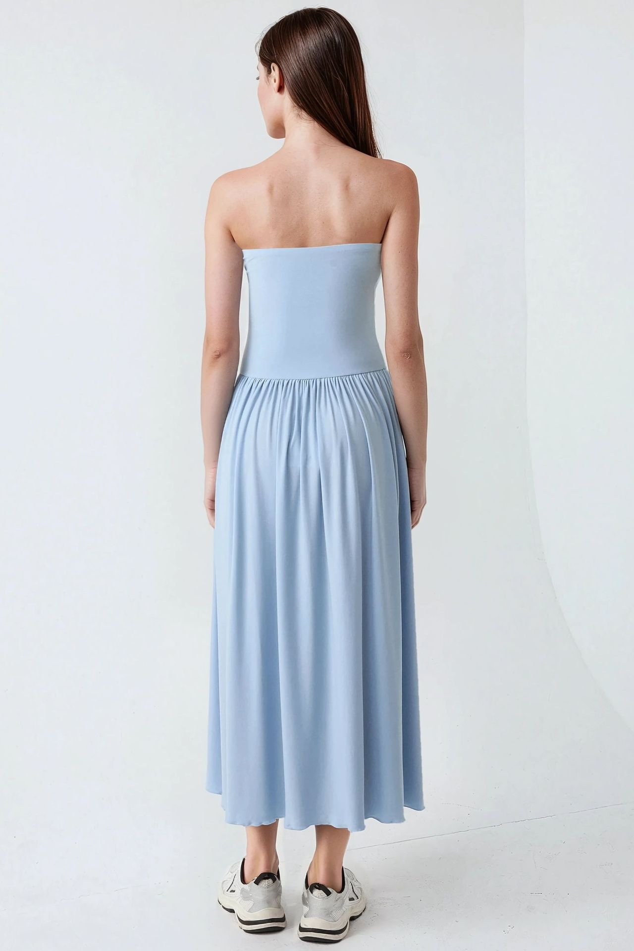 2-in-1 Midi Elastic Strapless Dress/Skirt