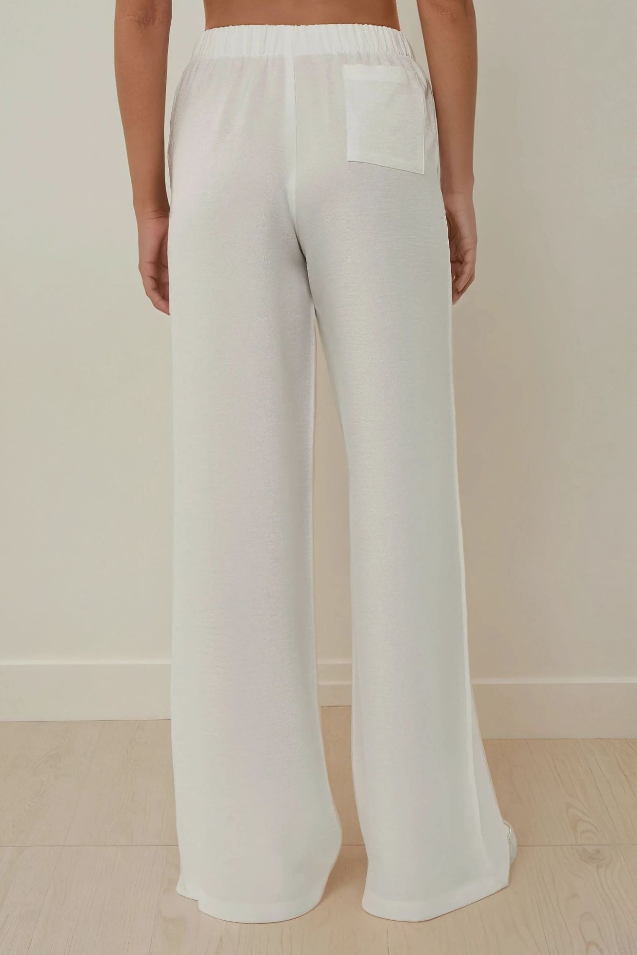 Textured Linen Feel Elastic Waist Pants