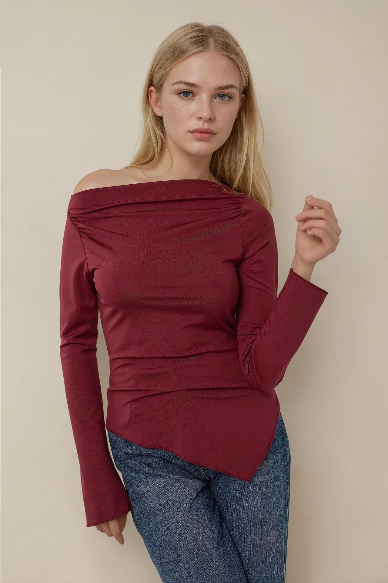 Asymmetric Ribbed Top with Slit