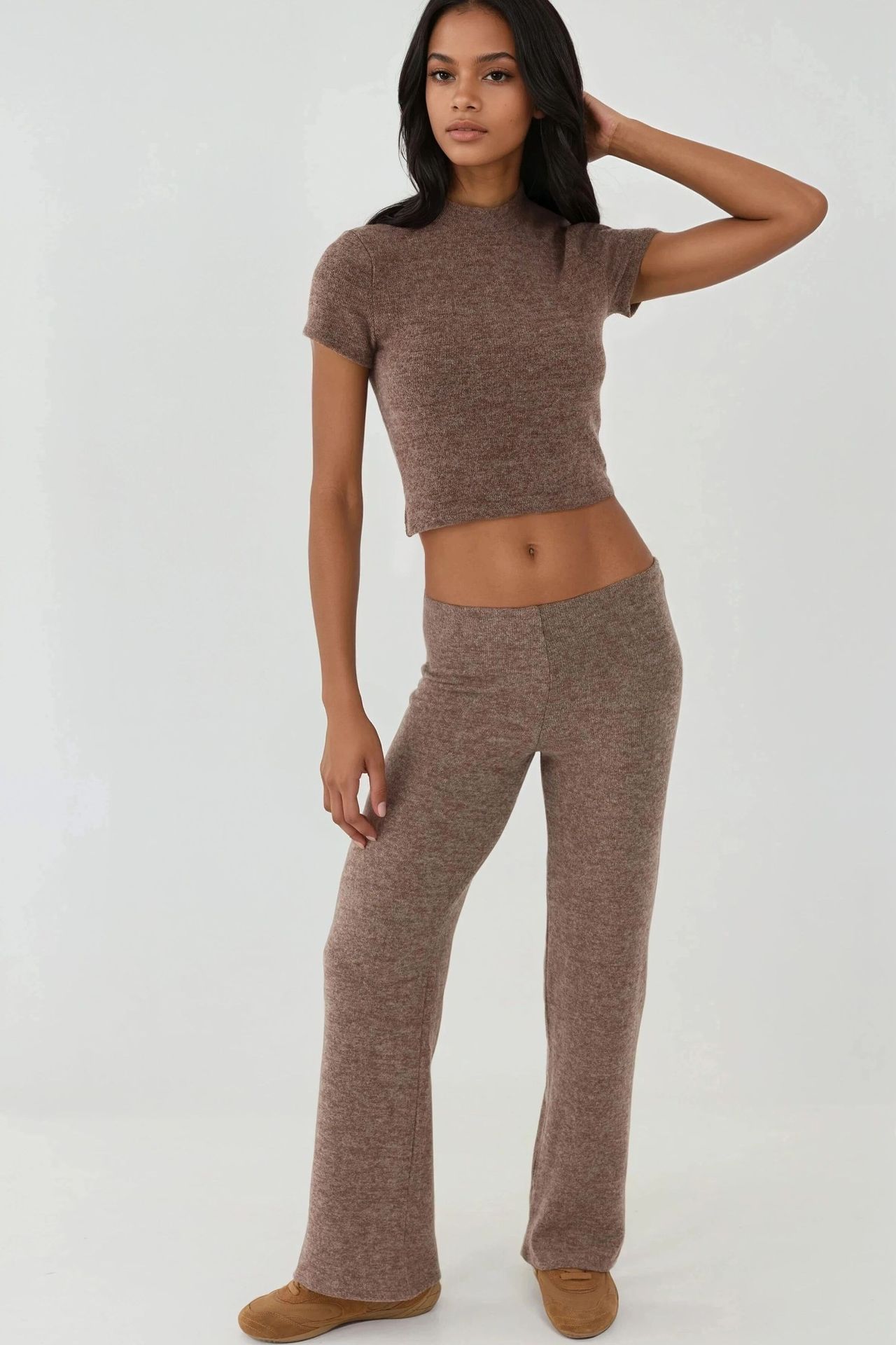 Elastic Waist Soft Textured Knitted Pants 3