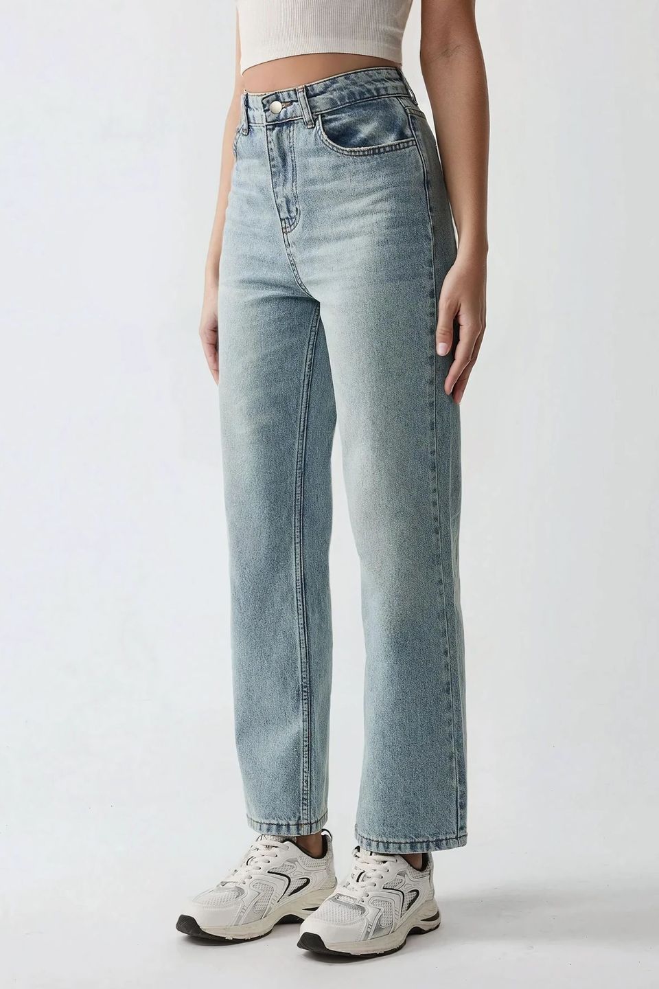Straight Leg Denim Jeans