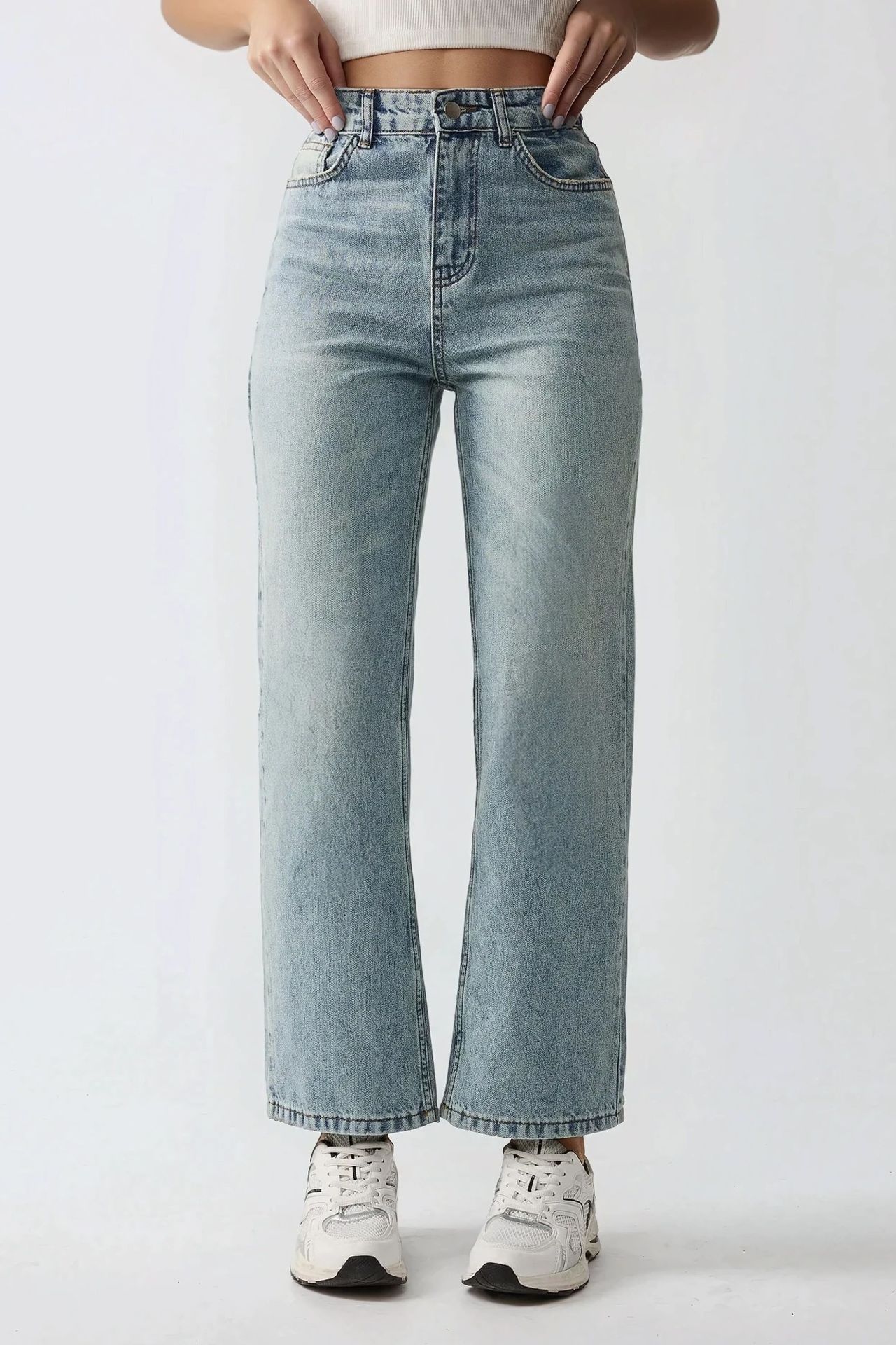 Straight Leg Denim Jeans