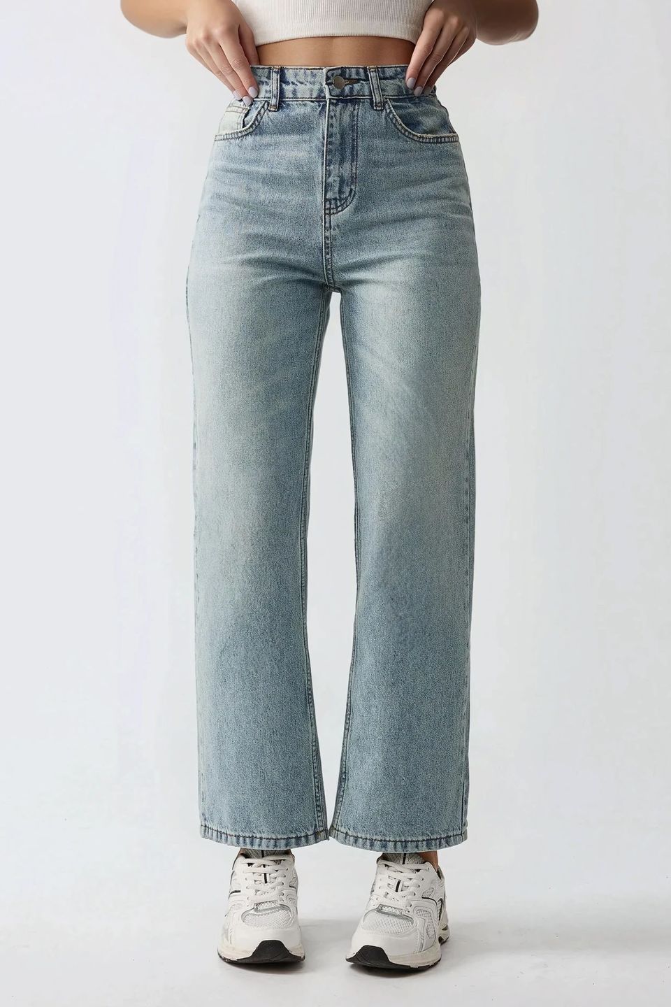 Straight Leg Denim Jeans