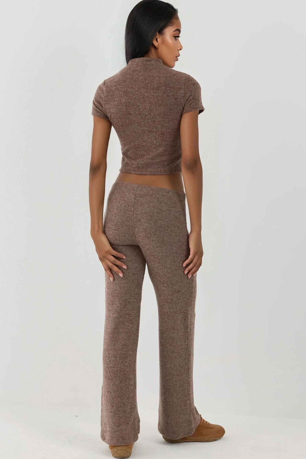 Elastic Waist Soft Textured Knitted Pants 5