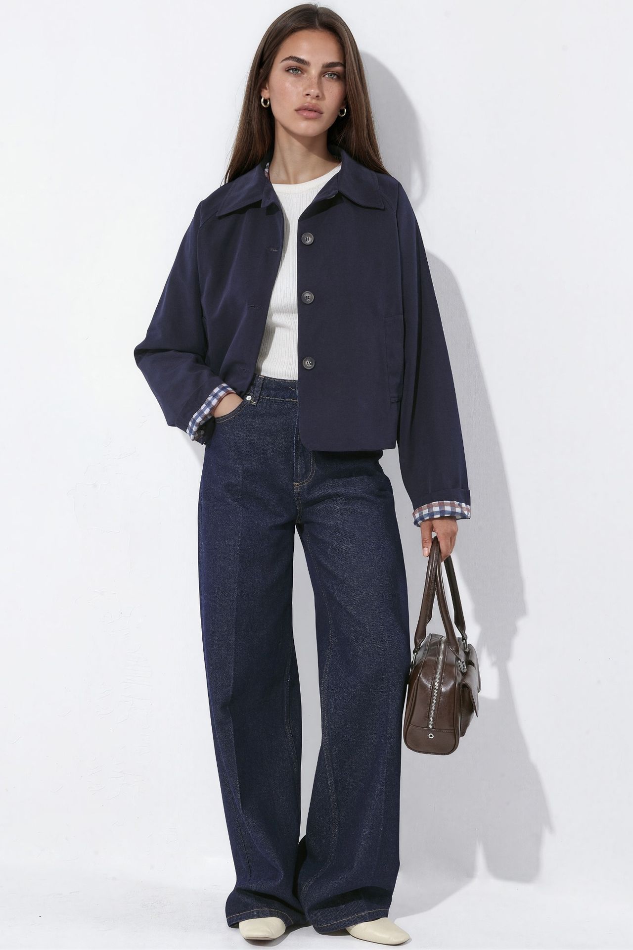 Buttoned Jacket with Plaid Lining 5