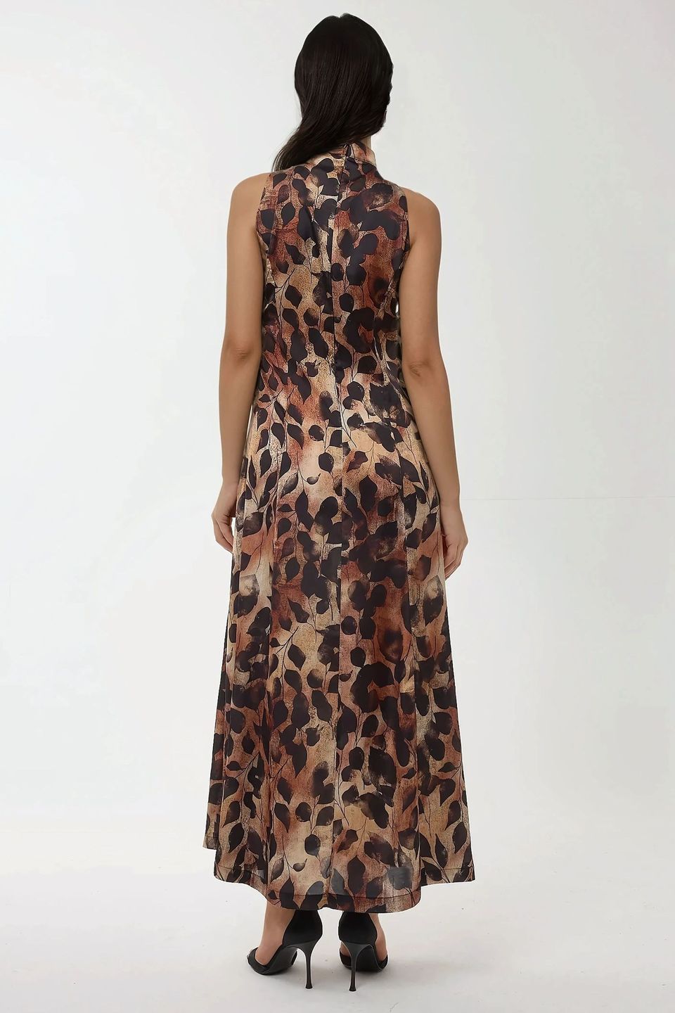 Printed Halter Collar Maxi Dress