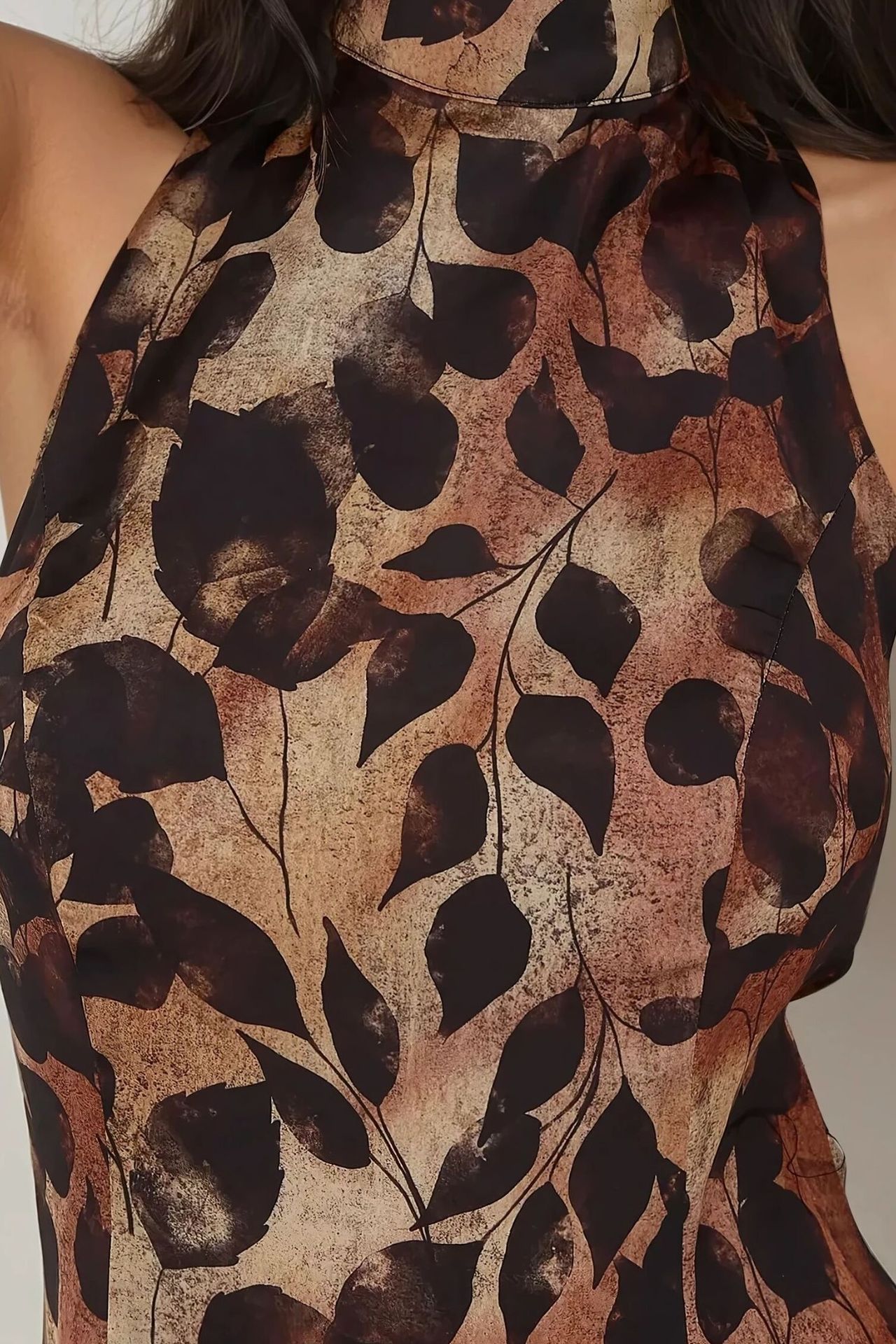 Printed Halter Collar Maxi Dress
