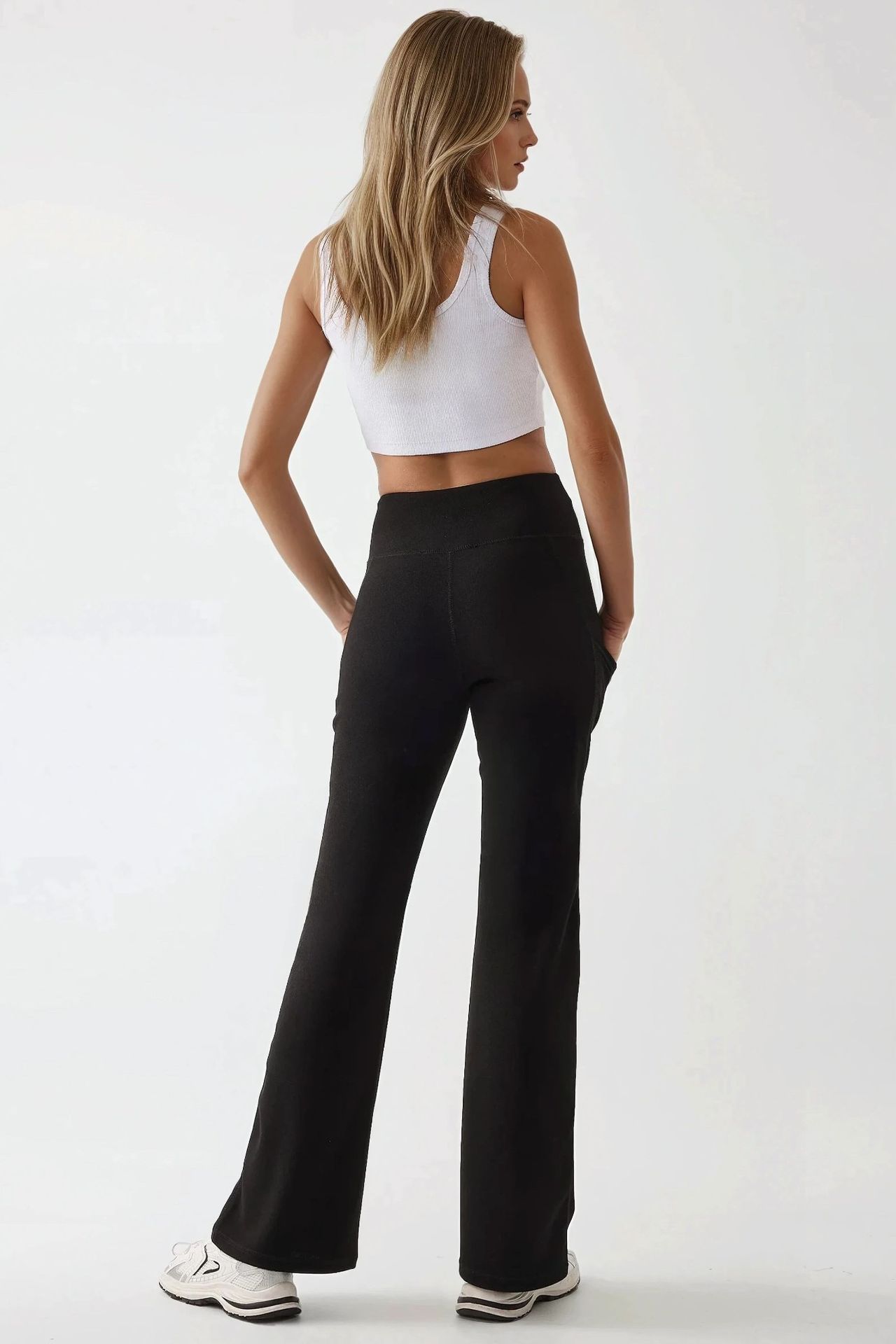 High Waist Wide Leg Crepe Pants