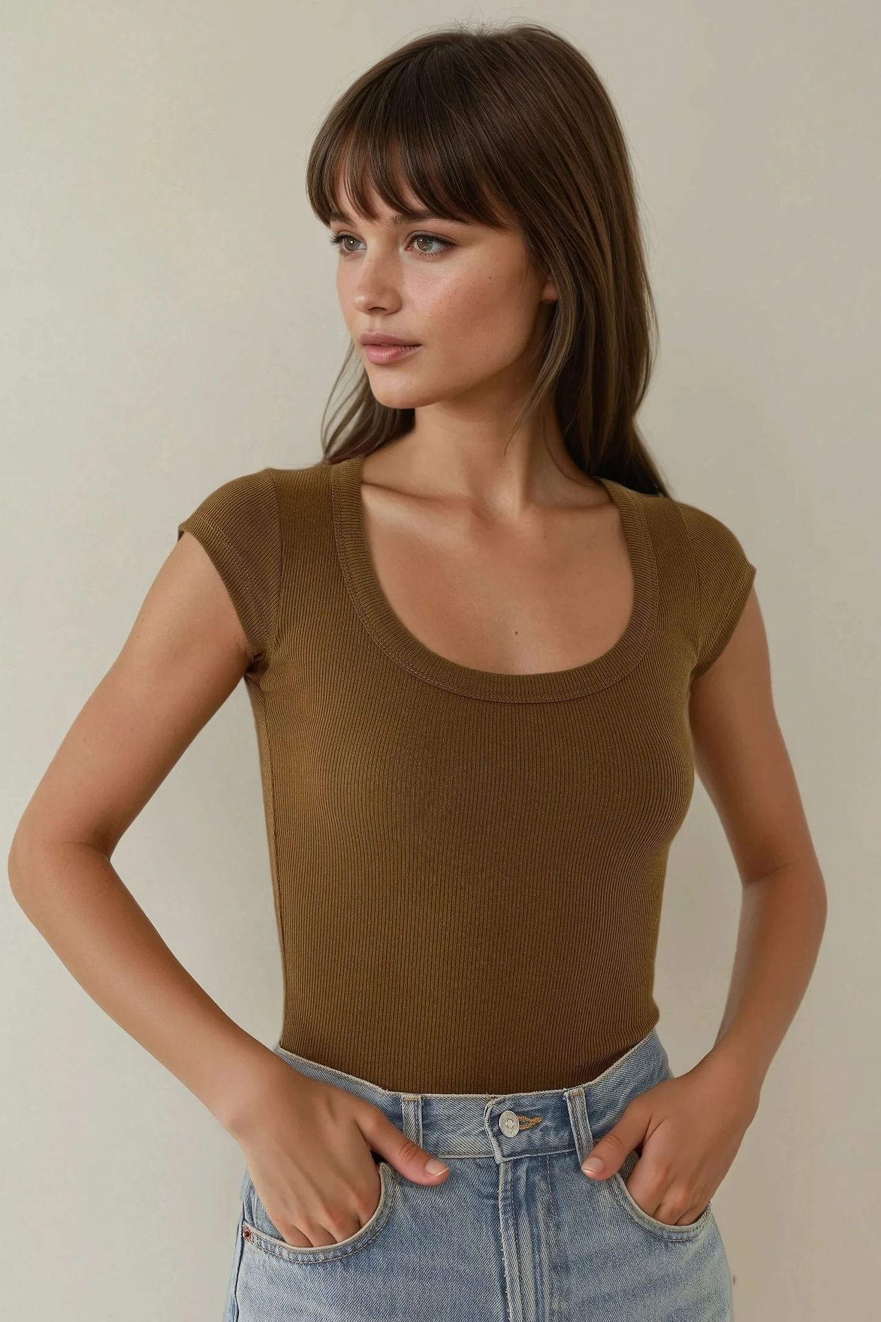 Slim Fit Crew Neck Crop T-Shirt