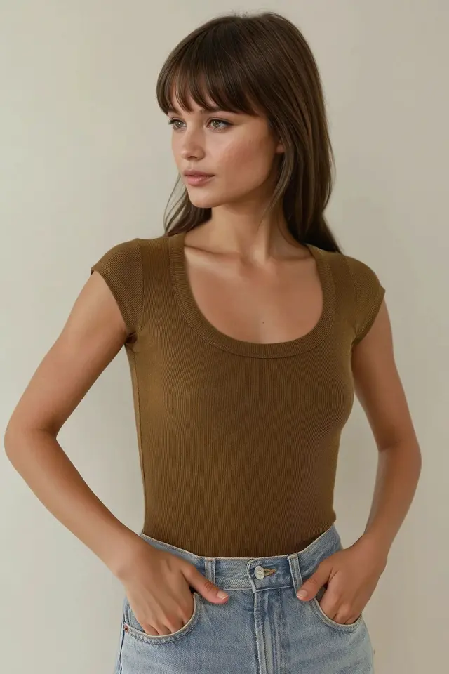 Slim Fit Scoop Neck Ribbed Crop Top