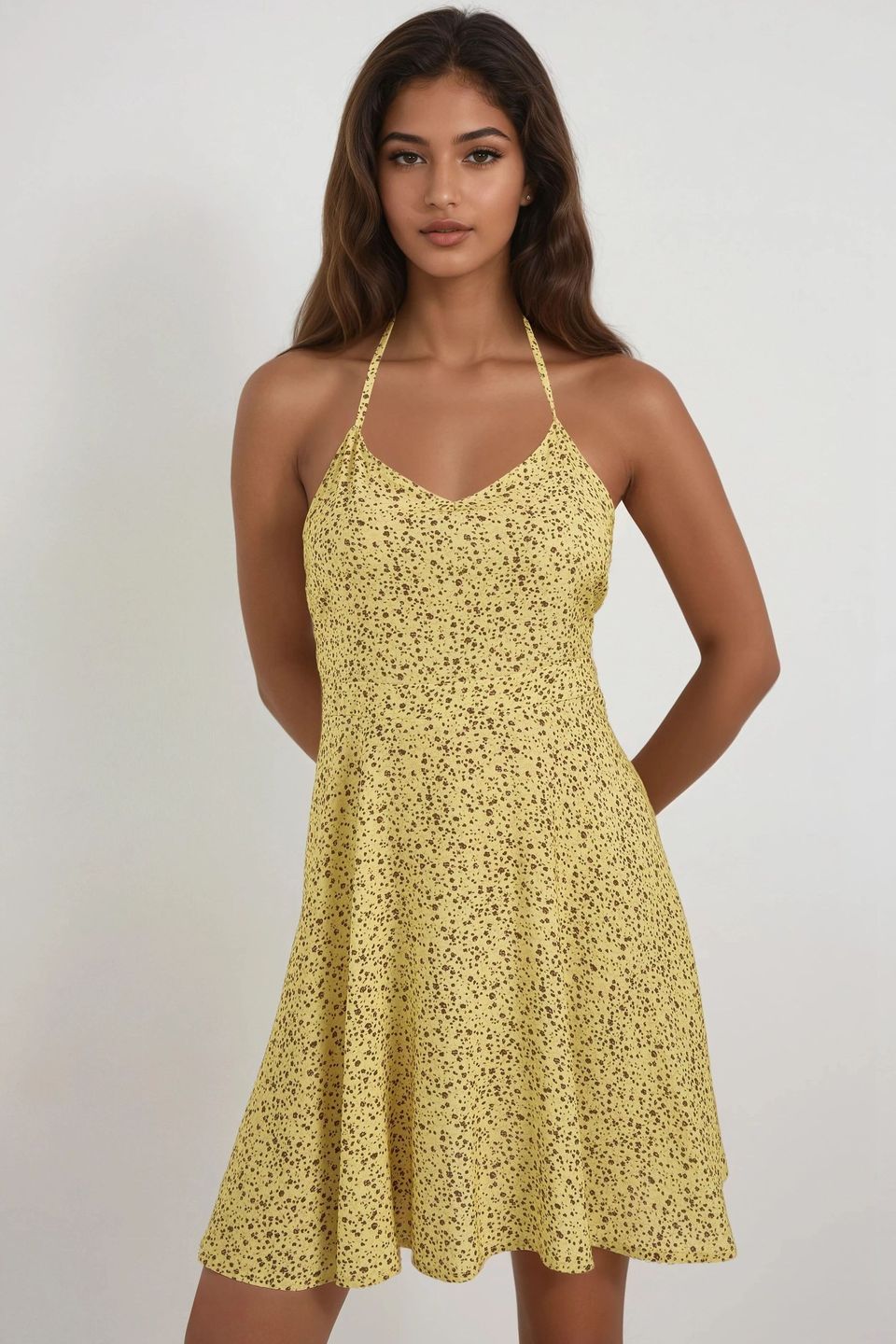 Flower Pattern Mini Dress