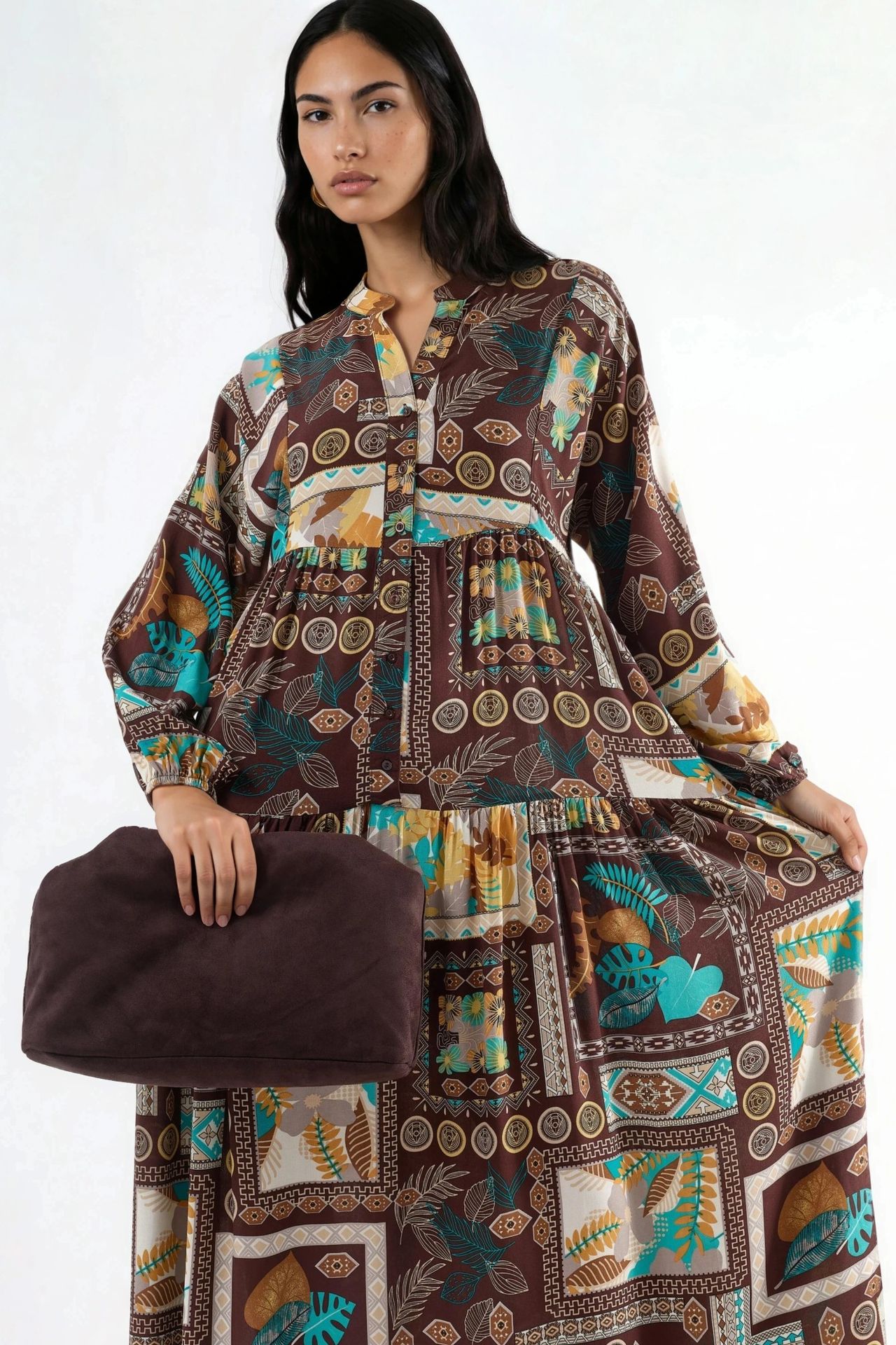 V-Neck Patterned Maxi Dress 2