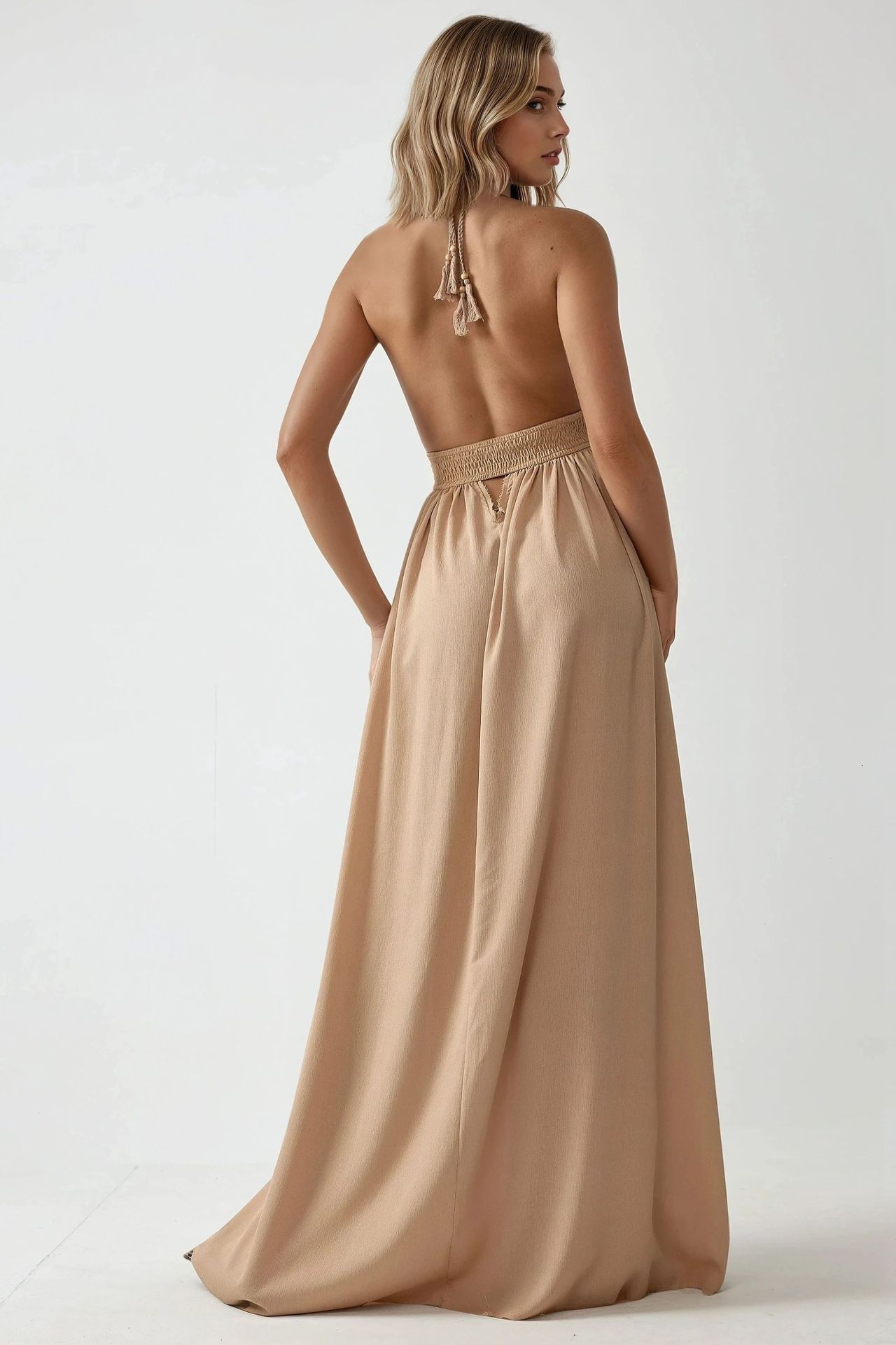 V-Neck A-Line Maxi Dress