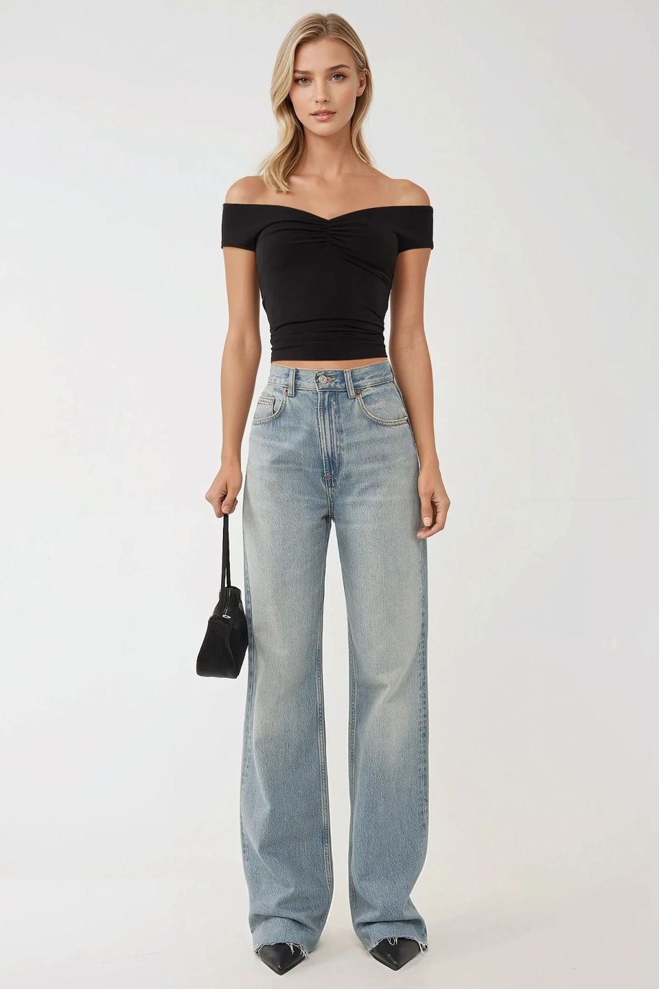 Off Shoulder Slim Fit Boat Neck Top