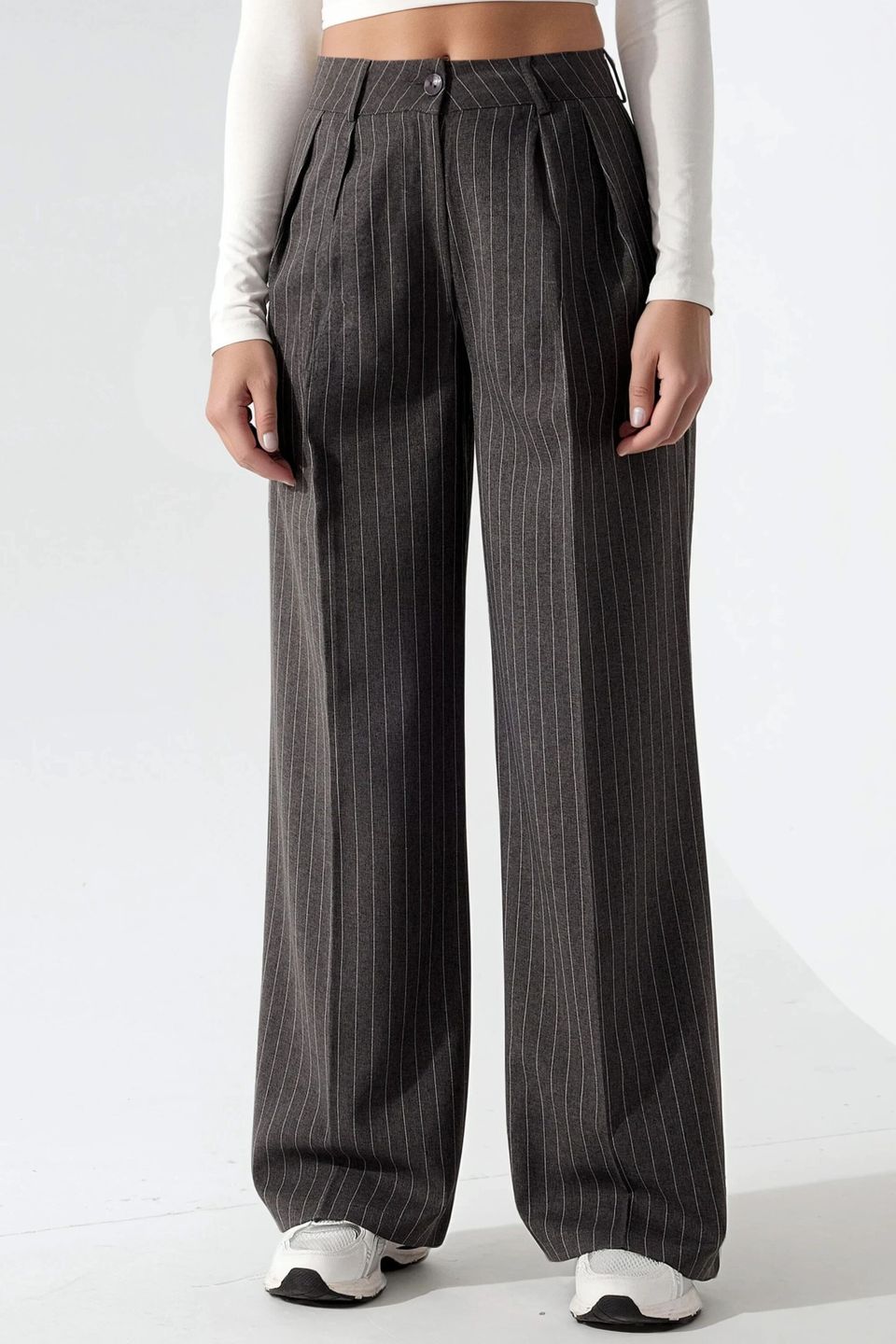 Striped Wide Leg Pleated Palazzo Pants