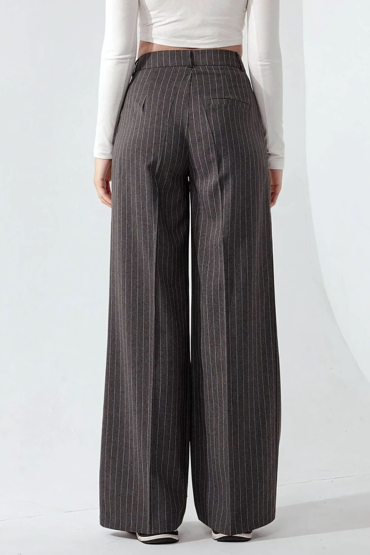 Striped Wide Leg Pleated Palazzo Pants