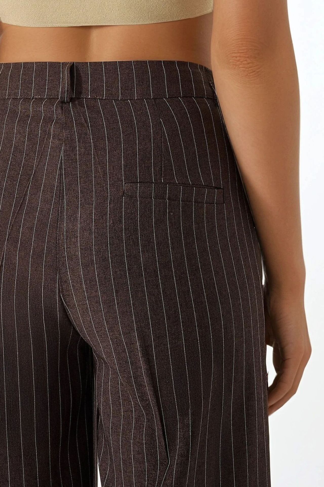 Striped Wide Leg Pleated Palazzo Pants