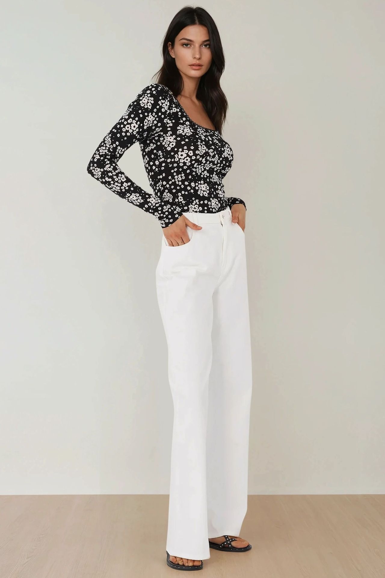 Printed Slim Fit Crew Neck Top