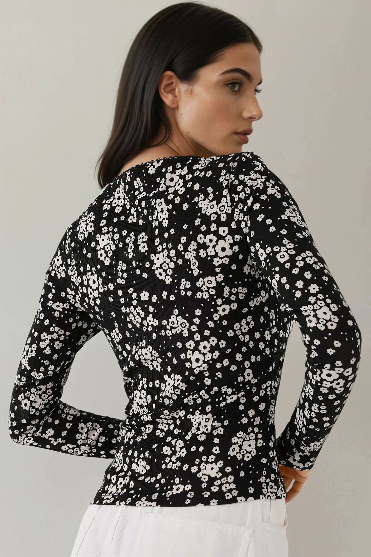Printed Slim Fit Crew Neck Top