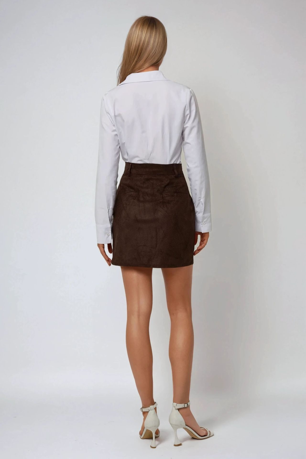 High Waist Faux Suede Mini Skirt