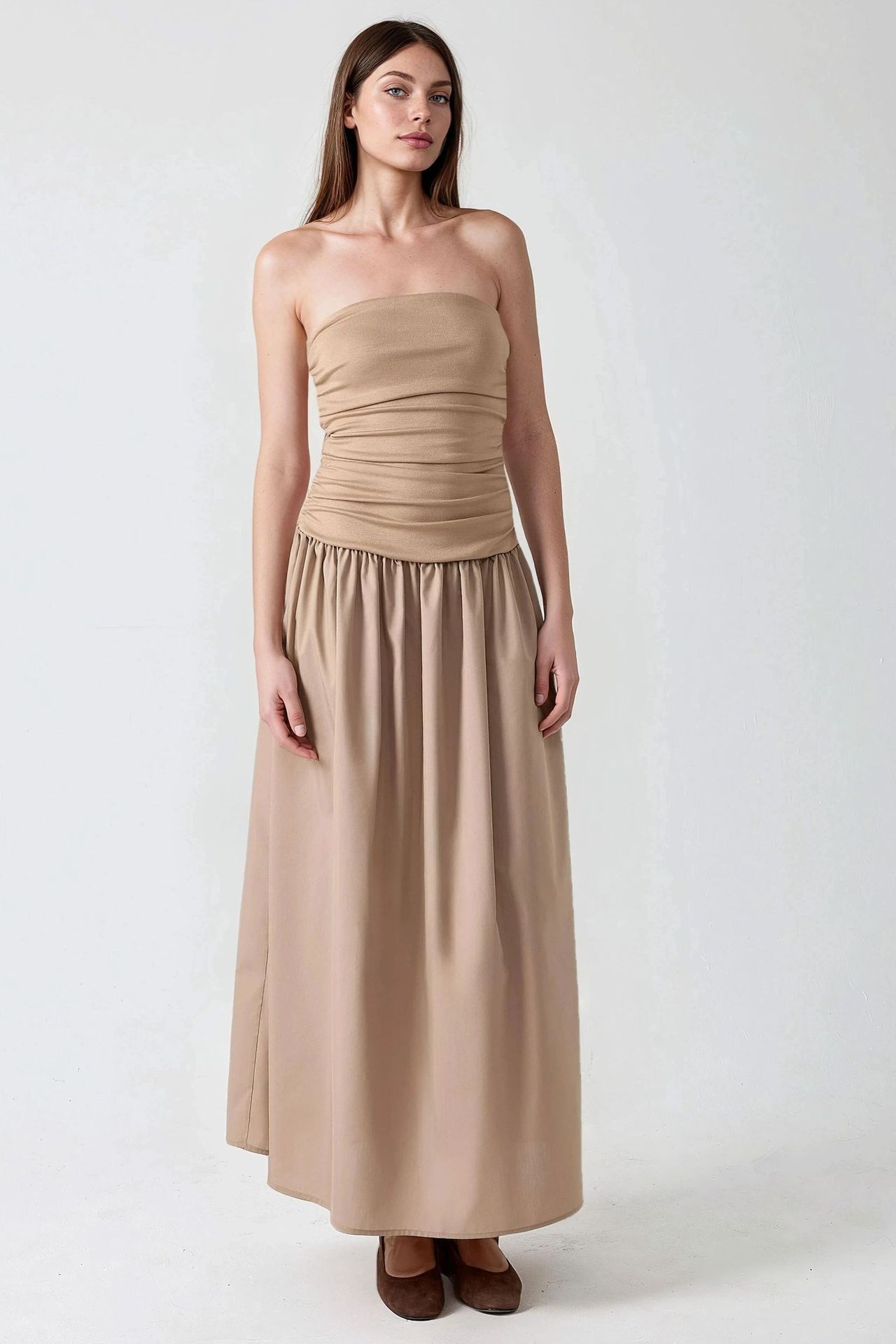Strapless Maxi Dress with A-Form Fit