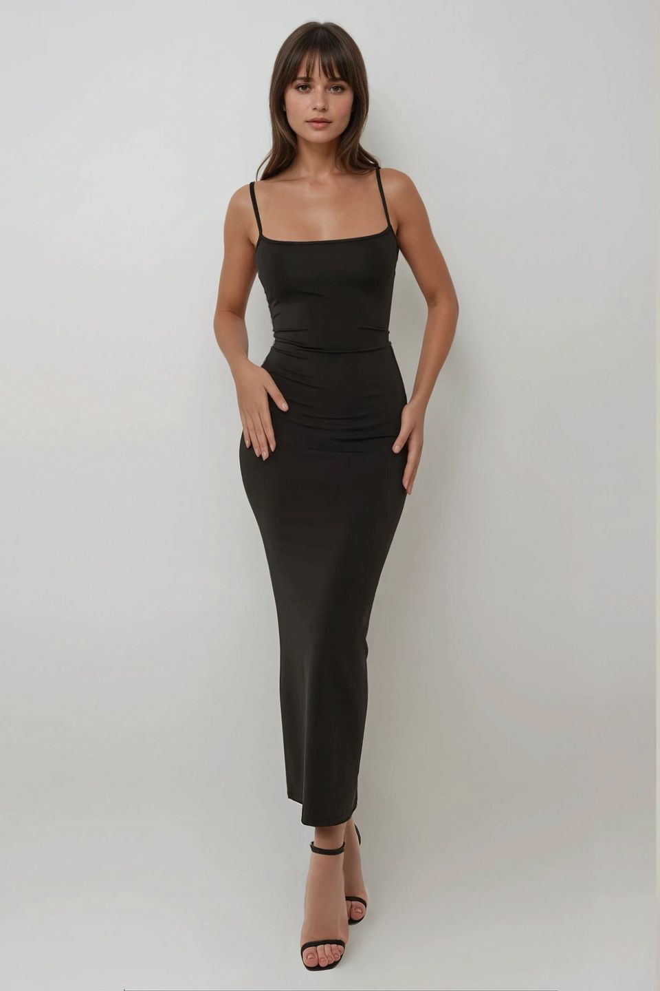 Square Collar Bodycon Maxi Dress