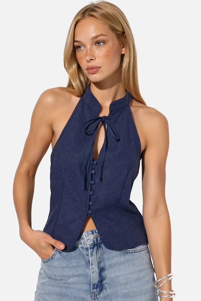 Qipao Halter Buttoned Top