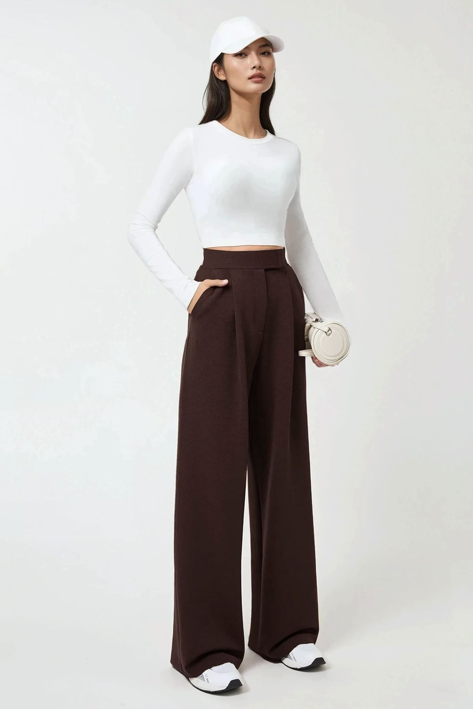 High Waist Elastic Crepe Palazzo Pants