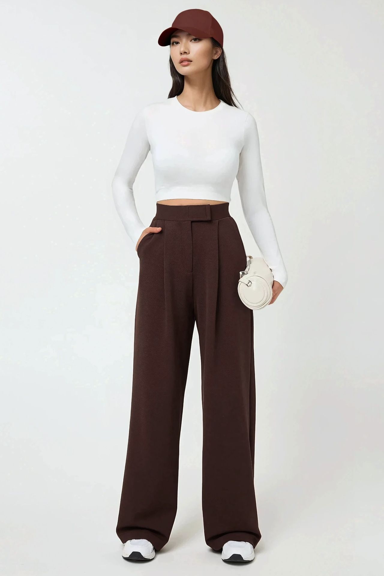 High Waist Elastic Crepe Palazzo Pants