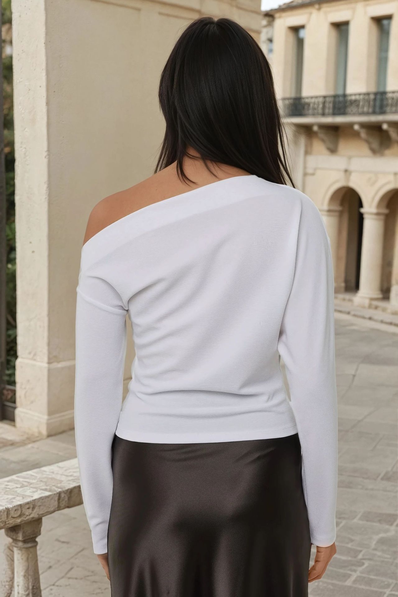 Asymmetrical Neck Draped Blouse