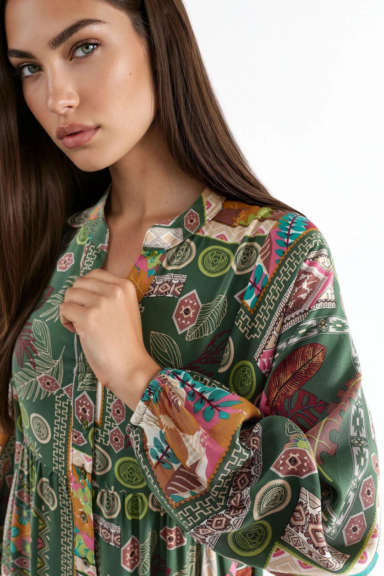 V-Neck Patterned Maxi Dress 4