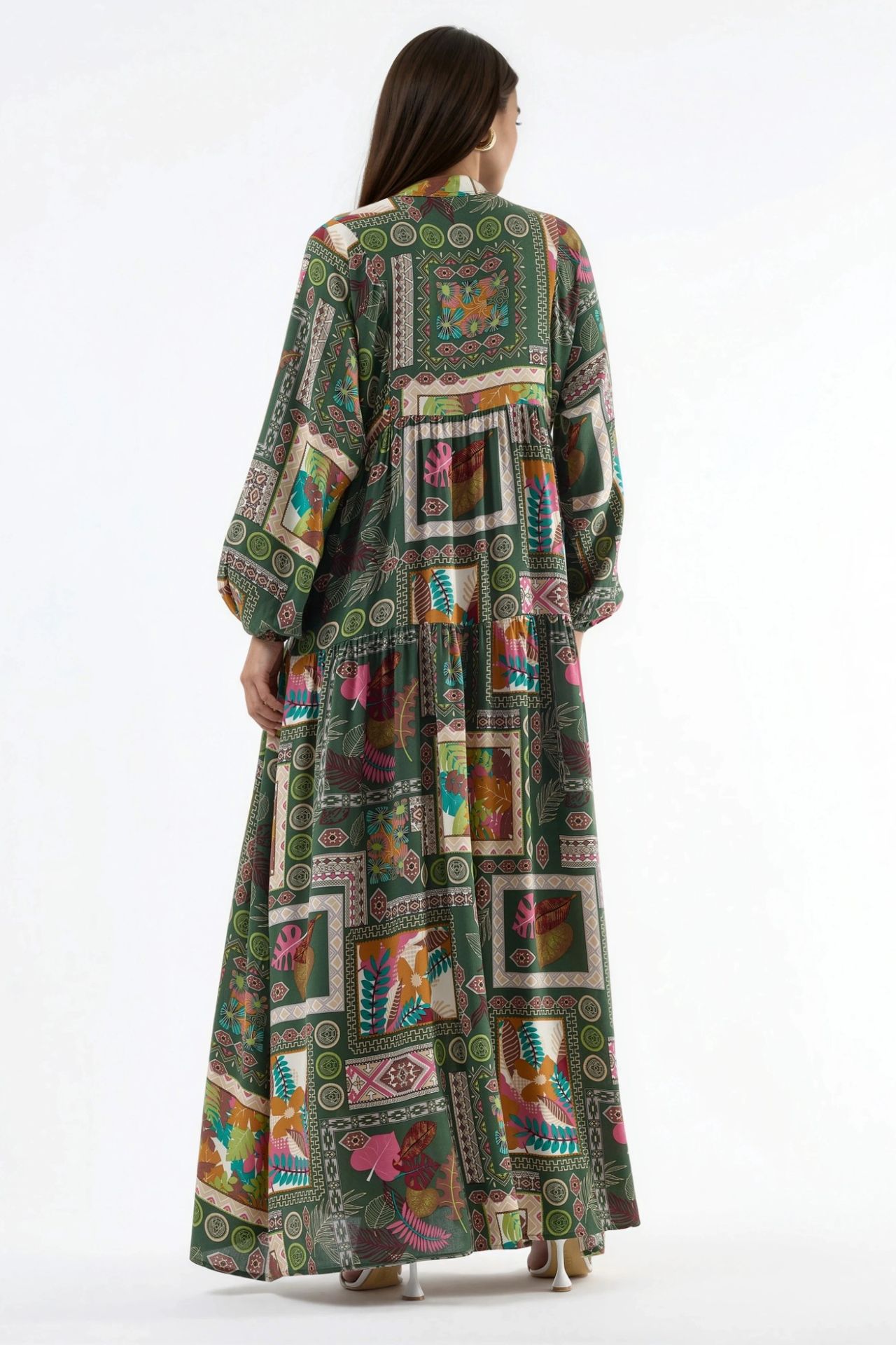 V-Neck Patterned Maxi Dress 5