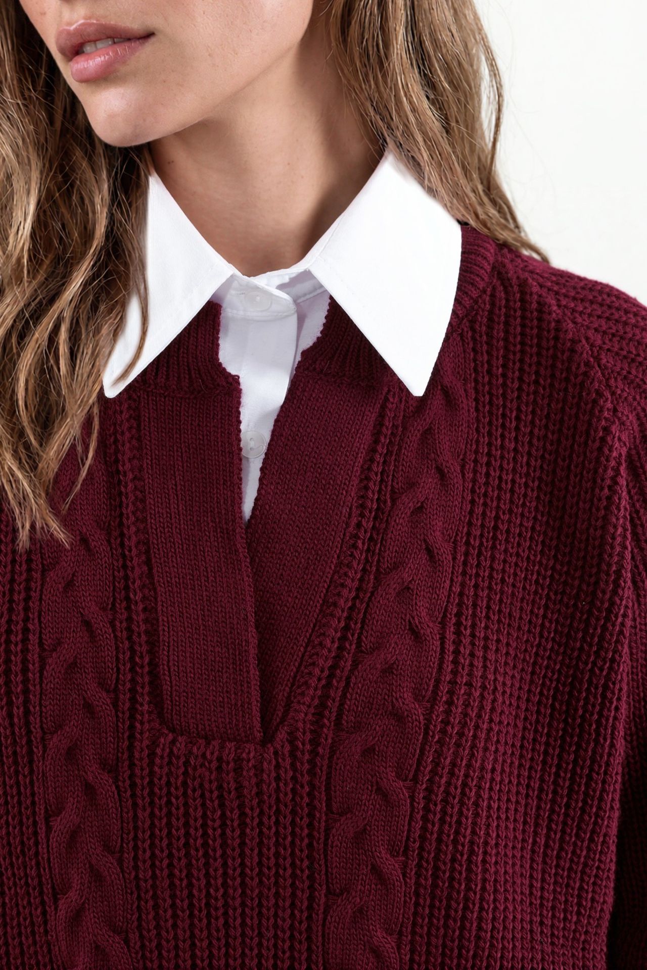 Patterned Knit Sweater with Shirt Collar 4