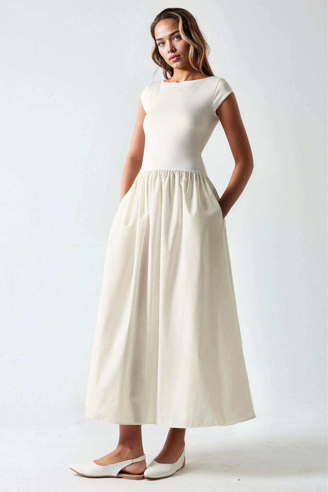 Contrast Midi Dress