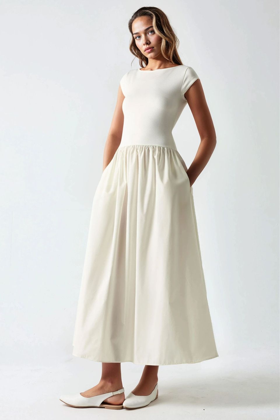 Contrast Midi Dress