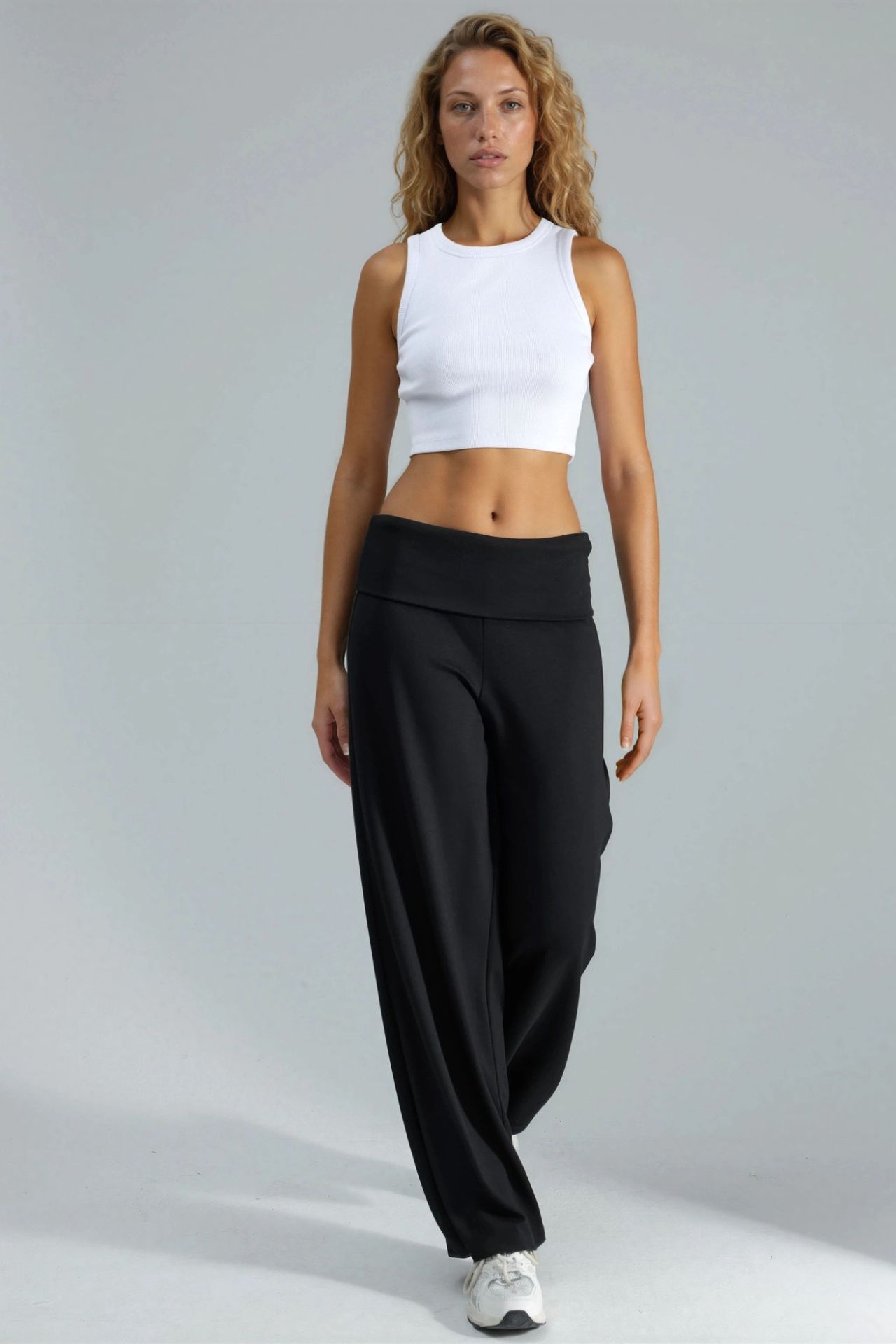 Modal Touch Folded Waist Palazzo Pants