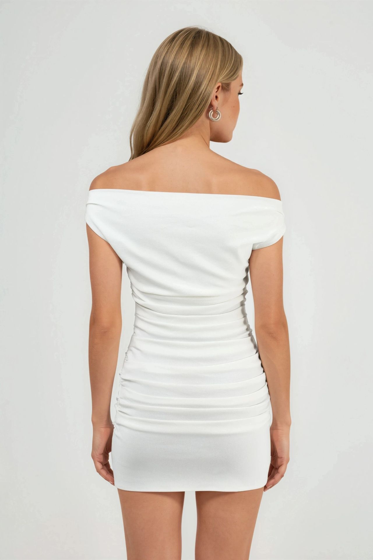 Off Shoulder Boat Neck Mini Dress 3