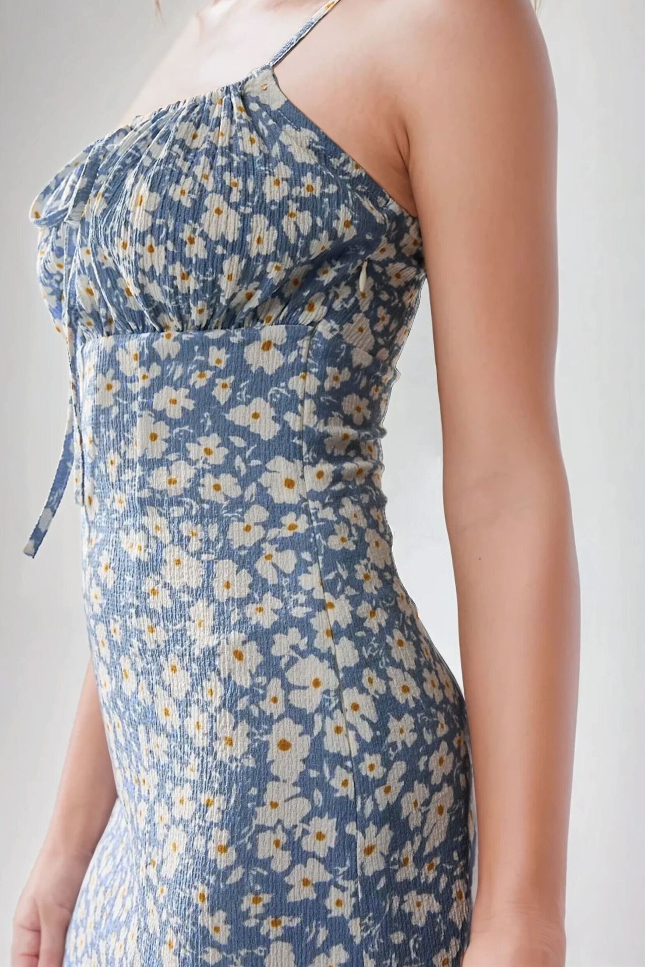 Allover Flower Print Bodycon Midi Dress with Slit