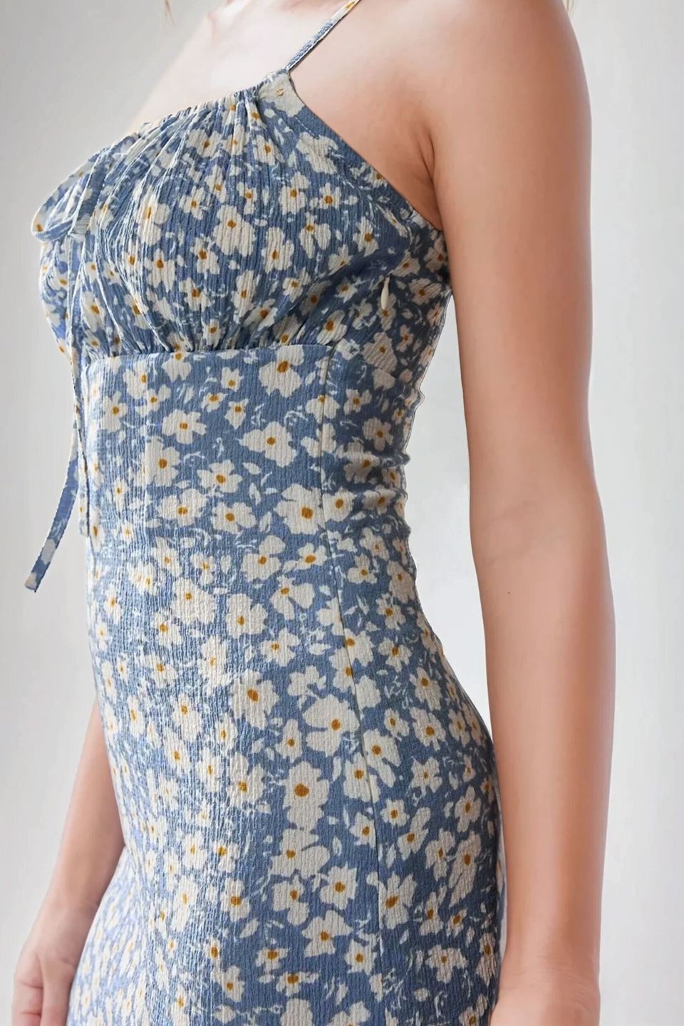 Allover Flower Print Bodycon Midi Dress with Slit